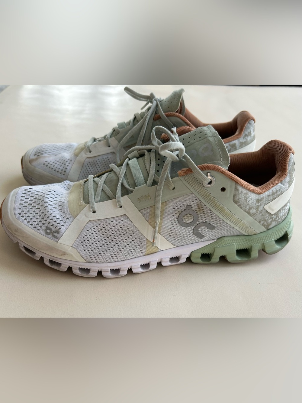 On Running Women's Cloud Athletic Shoes - Sage Green & Peach